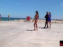 Public bare playgirl walks outdoor to satisfy dominatrix-bitch n corporalist