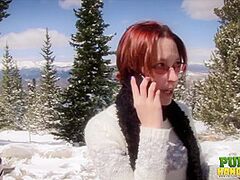 Powerless Brandi de Lafey Strokes A Lonely Snowman - Public Handjobs