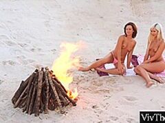 Beach Hotties Receive Concupiscent And Have A Fun Lesbo Sex With Tracy Lindsay