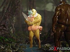 A hawt juvenile fairy acquires drilled hard by large orcks outdoor