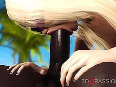 A super hawt concupiscent golden-haired acquires drilled by BBC in the desert island