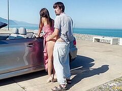 Slender Doxy Gave Herself To A Rich Lad On The Coast For A Cabriolet