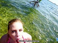 Brie Viano goes on a boat ride to receive drilled on an island - Yngr