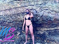 Preview#11 Part1 Miyu Sanoh Flashing Wet Crack And Boobs In A Darksome Small Bikini On A Public Rocky Island And Getting All Exposed After - Xxx Pinay Scandal Exhibitionist And Nudist 7 Min