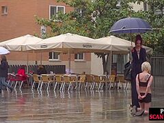 Female servant whipped outdoor by redhead femdom lady