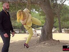 Public doxy suspension thraldom nude with buttplug in butt