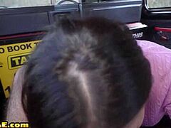 Preggy wench deepthroats and rides taxi driver outdoor