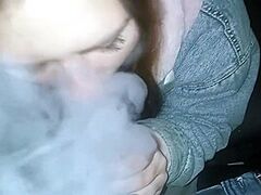 Nice-Looking Woman Smokes A Cigarette And Sucks A Large Dong!