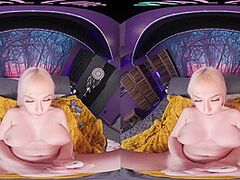 Naturally breasty golden-haired plays with her sex toys in virtual reality