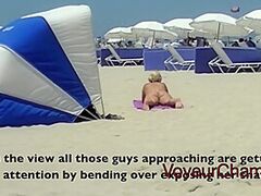 Im An Exhibitionist Wife At The Exposed Beach For All The Voyeurs!!!