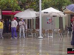 Public vicious bare doxy enticed by S&M lady outdoor