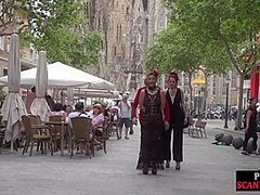 Public S&M bitch abused and spanked by audience