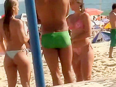 Excellent butts wearing strap bikinis