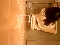 Public shitter ceiling catches honeys pissing