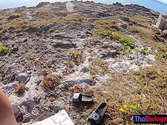 Dilettante Thai girlfriend sex on the beach somewhere in the Philippines