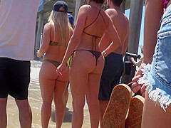 Large Buttt Blond Green Bikini