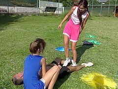 Cheerleader kicking pleasure by Femdom Austria