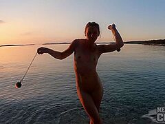 In Nature's Garb Beach Fire Dancing At Sunset With Glamorous Ginger Lea