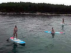 Paddle Boarding And Sunbathing Sweethearts On Vacation Miss Pussycat With Rebeka Ruby Adriana And Sammy