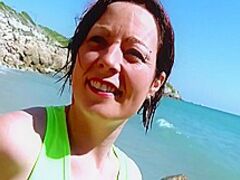 Larger Dick - Euro Brunette Hair Mother I'd Like To Fuck At No Time Had This Much Pecker In Her Bawdy Cleft On A Beach Previous To