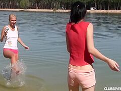 2 Glamorous Teenies Acquire Bare On The Beach