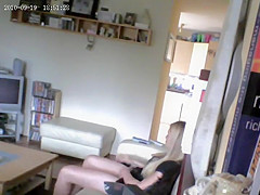 Spying her see porn and rub twat