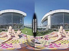 two Sexy Angels Rebeka Ruby And Ingrida Masturbating In The Sun With Glass Dildos Bubbles And Sunbathing