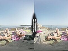 Risky Public Nudity Hawt Beauties On Vacation Spray Painting Graffiti Brille & Cherri Likewise Topless Beach