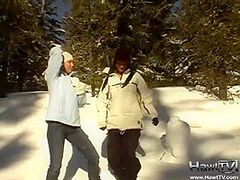 Snow cuties flashing the camera