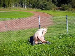 Sexy Golden-Haired Nordic Mother I'd Like To Fuck Masturbating By The Sports Track