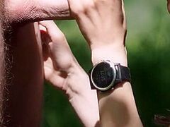 Forest Nymph - Sucks A Strangers Wang And Acquires A Load Of Warm Cum In Her Face Hole