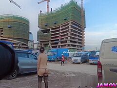 Oriental Cutie Posing with bound hand Outdoor