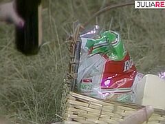 Golden-Haired mother i'd like to fuck sucks and rides a biggest wang whilst out on picnic