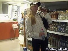 Amatur coed golden-haired legal age teenager sneaking around