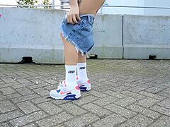 Hot And Lascivious Gal Pees In Public