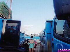 Oriental Cutie Posing with bound hand Outdoor