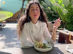 Katty West - I Asked A Ally To Cum On My Face In A Cafe So I Could Eat Food With Semen - Public Cumwalk 10 Min