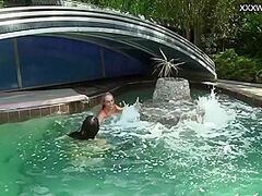 Sexy Pornstar - Hawt Cuties Eating Cookie By The Pool