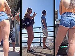 Alluring Little Woman In Shorts Teasing Studs