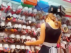 Gal with a bend costume upskirted