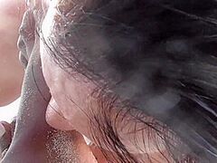 Ebon Pearl Beach Foot Worship Take Up With The Tongue the Sand From My Feet