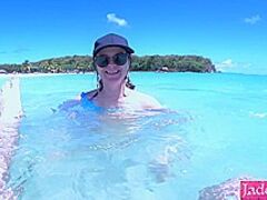 Sexy blond stranger beauty drilled underwater creampie