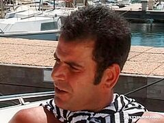 Kristina Bella Has a Male+Male+Female Threeway with a double penetration on Back of Speeding Boat - Intimate Porn Sex Clips