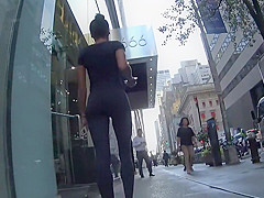 Stalking an swarthy cutie in tights