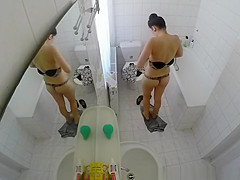 Hot brunette hair honey caught by hidden camera