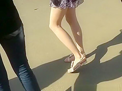 Legal Age Teenager in short suit hot booty upskirted