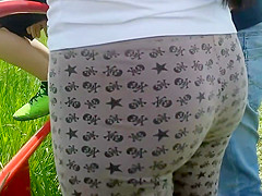 Taut booty grabbed in front of me