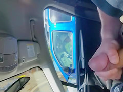 Stroking at a stoplight as an old woman sees him