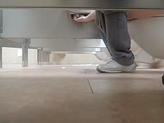 Foot fetish web camera in the public throne-room