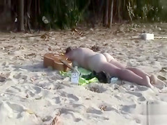 Drunk cutie sunbathes absolutely bare